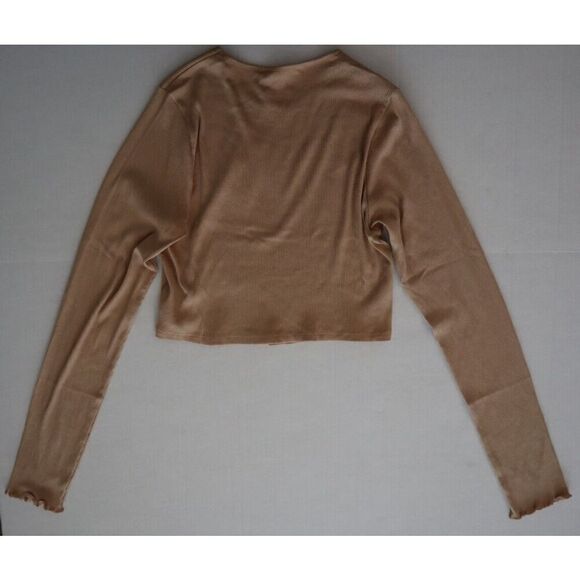 Skin x Andreea Ali PR18 Women Sz 3 (Large) Sand Long Sleeve Ribbed Crop Top - Picture 2 of 9